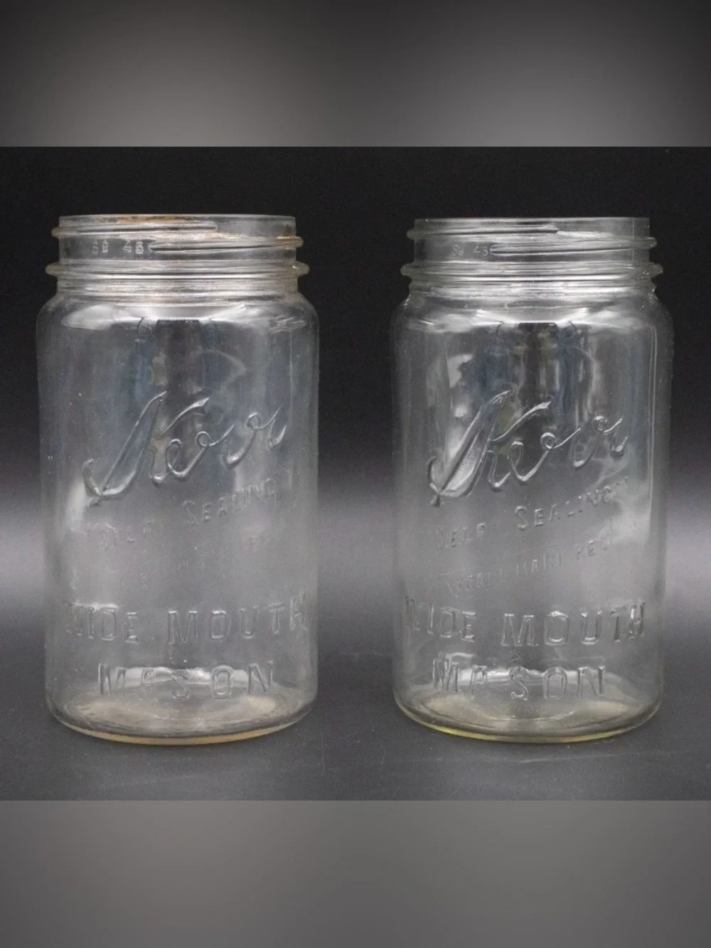 Vintage Kerr Wide Mouth Clear Glass Mason Jars Quart Vintage Canning Jars